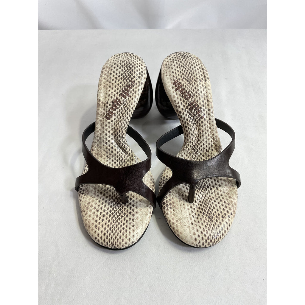 Cult Gaia 'Rory' Brown Leather Sandal Size 6.5