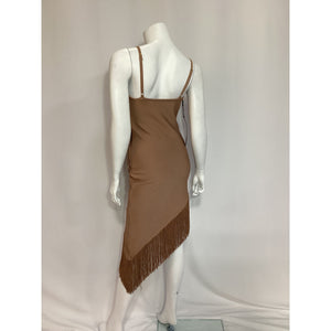 Elliatt 'Claire' Tan Asymmetric Fringe Dress Size S