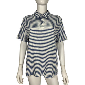 Vince Striped Multicolor Linen Polo Shirt Size L