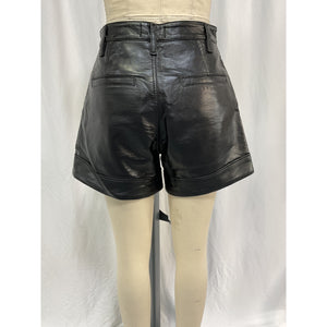 Agolde Black Recycled Leather Angled Hem Short Size 26