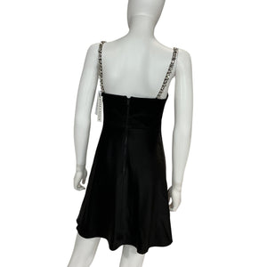 Alice + Olivia Embellished Black Sutton Mini Dress Size 4 NWT