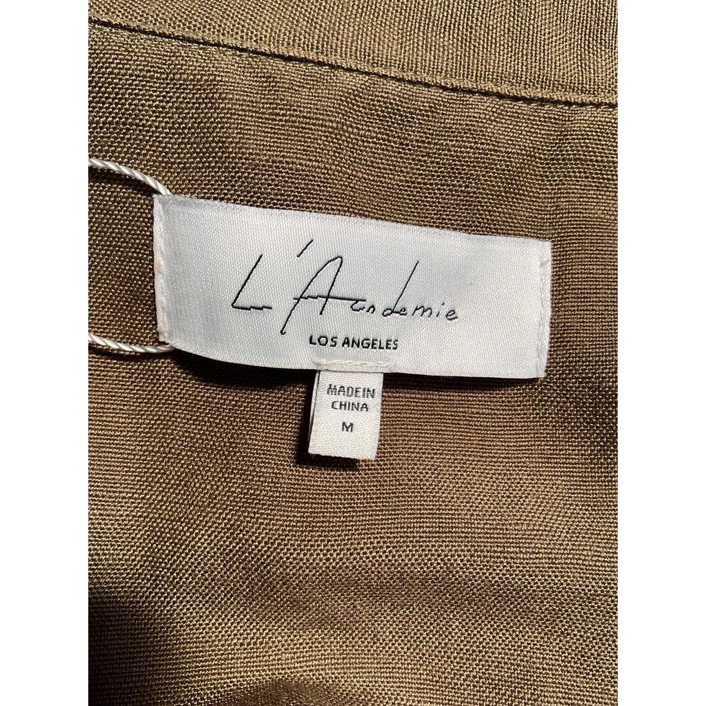 L'Academie 'The Chrisa' Green Linen Crop Blouse Size M