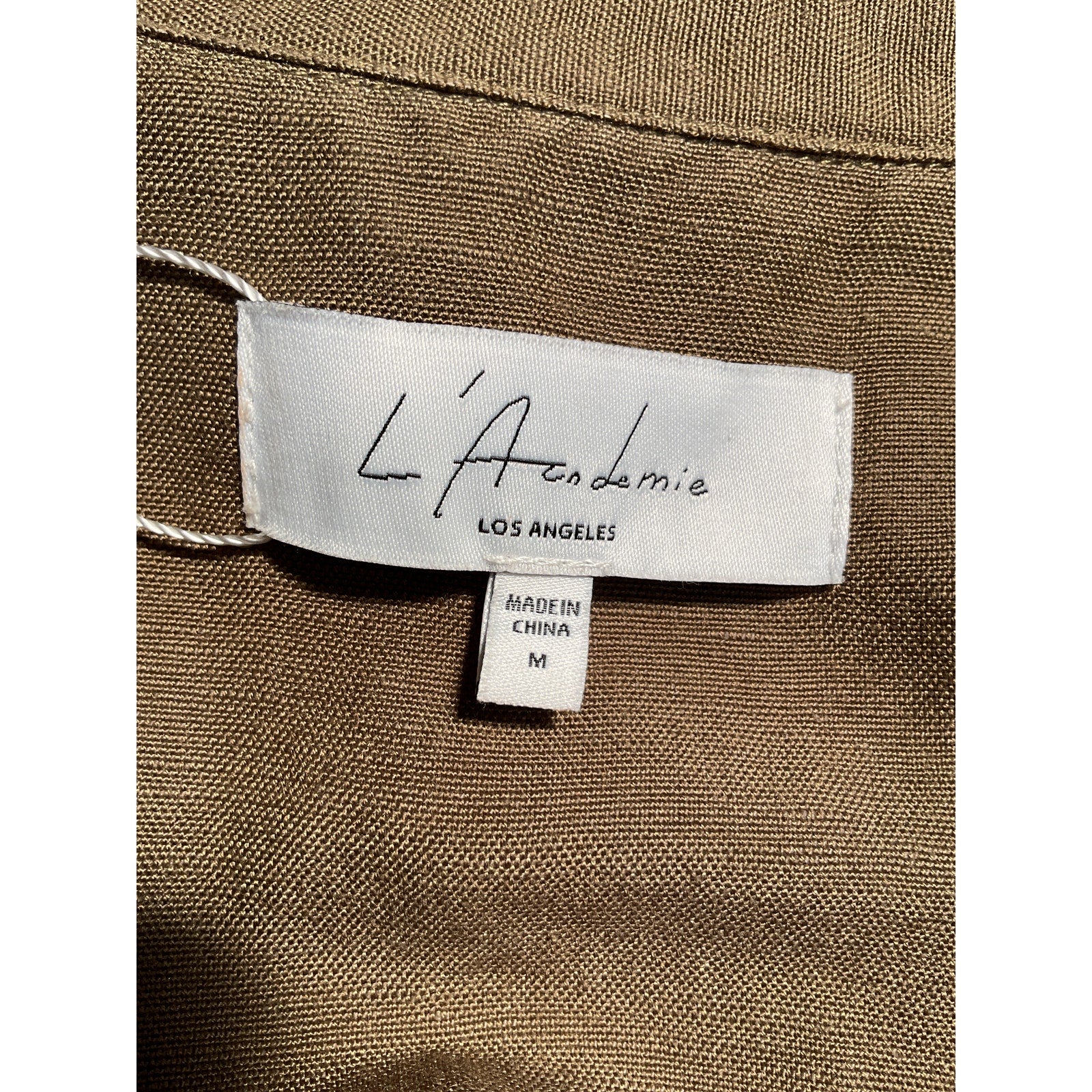 L'Academie 'The Chrisa' Green Linen Crop Blouse Size M