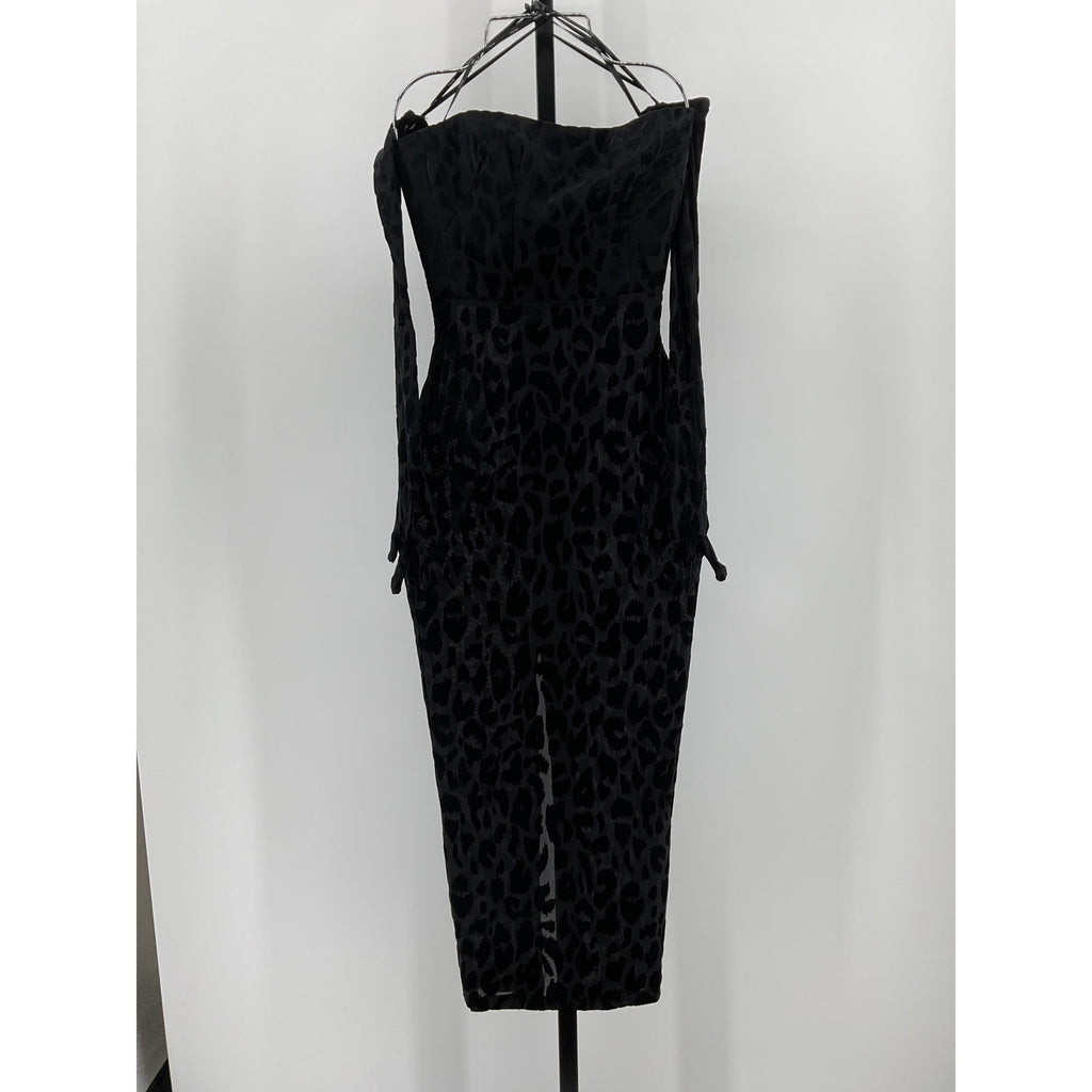 Alex Perry Black Polyester Dress With Gloves Size 4