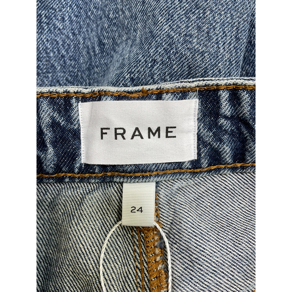 Frame Long Barrel Blue Cotton Leg Jeans Size 24