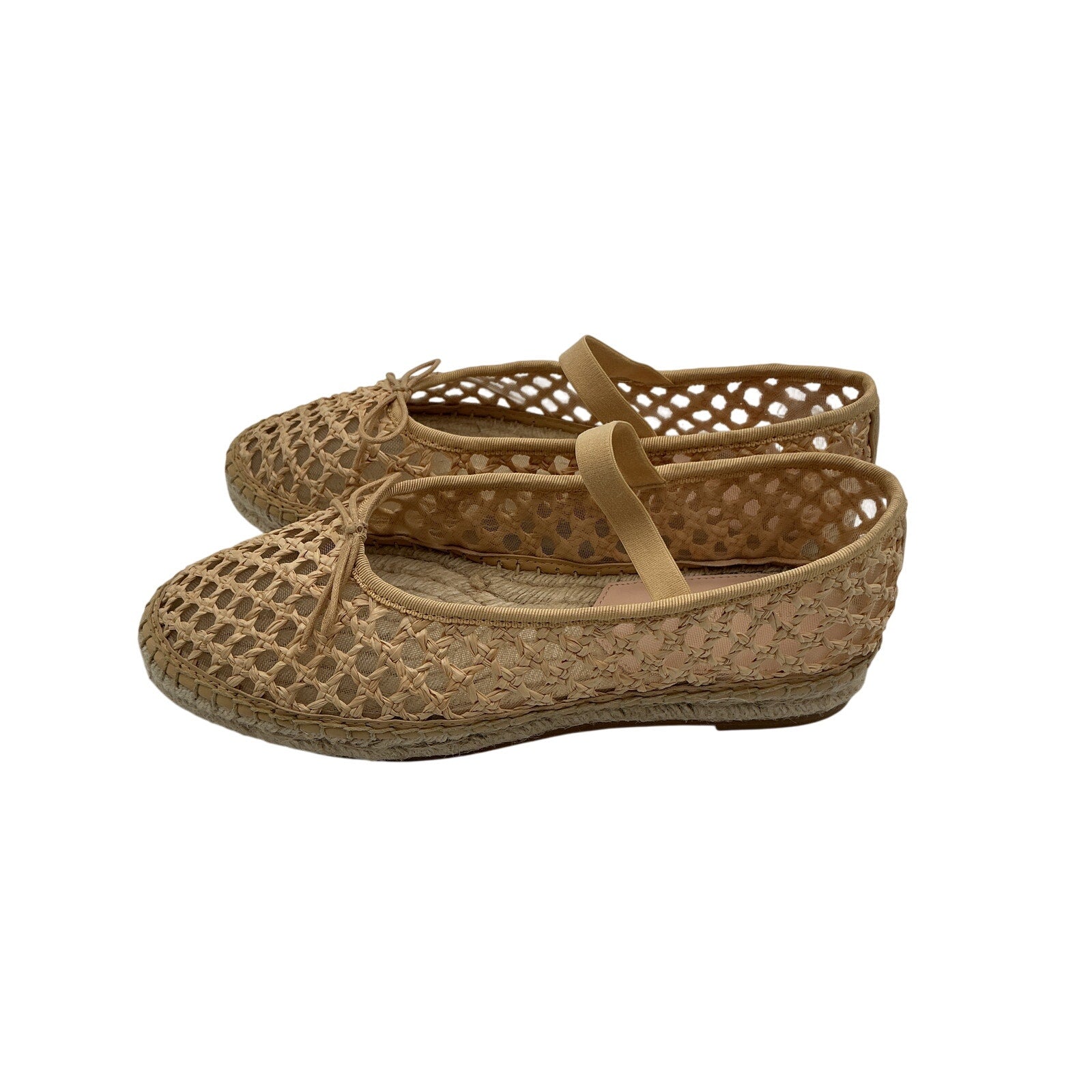Loeffler Randall 'Kayla' Beige Raffia Soft Ballet Espadrilles Size 8.5 - NWT