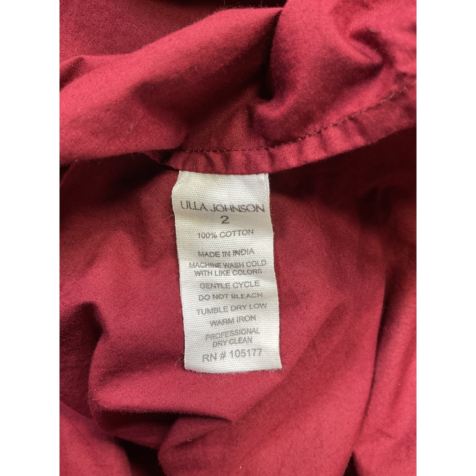 Ulla Johnson 'Leigh' Red Cotton Flutter-Sleeve Top Size 2