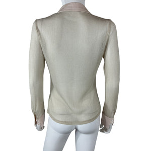 Simkhai Sheer Champagne Tia Blouse Size S
