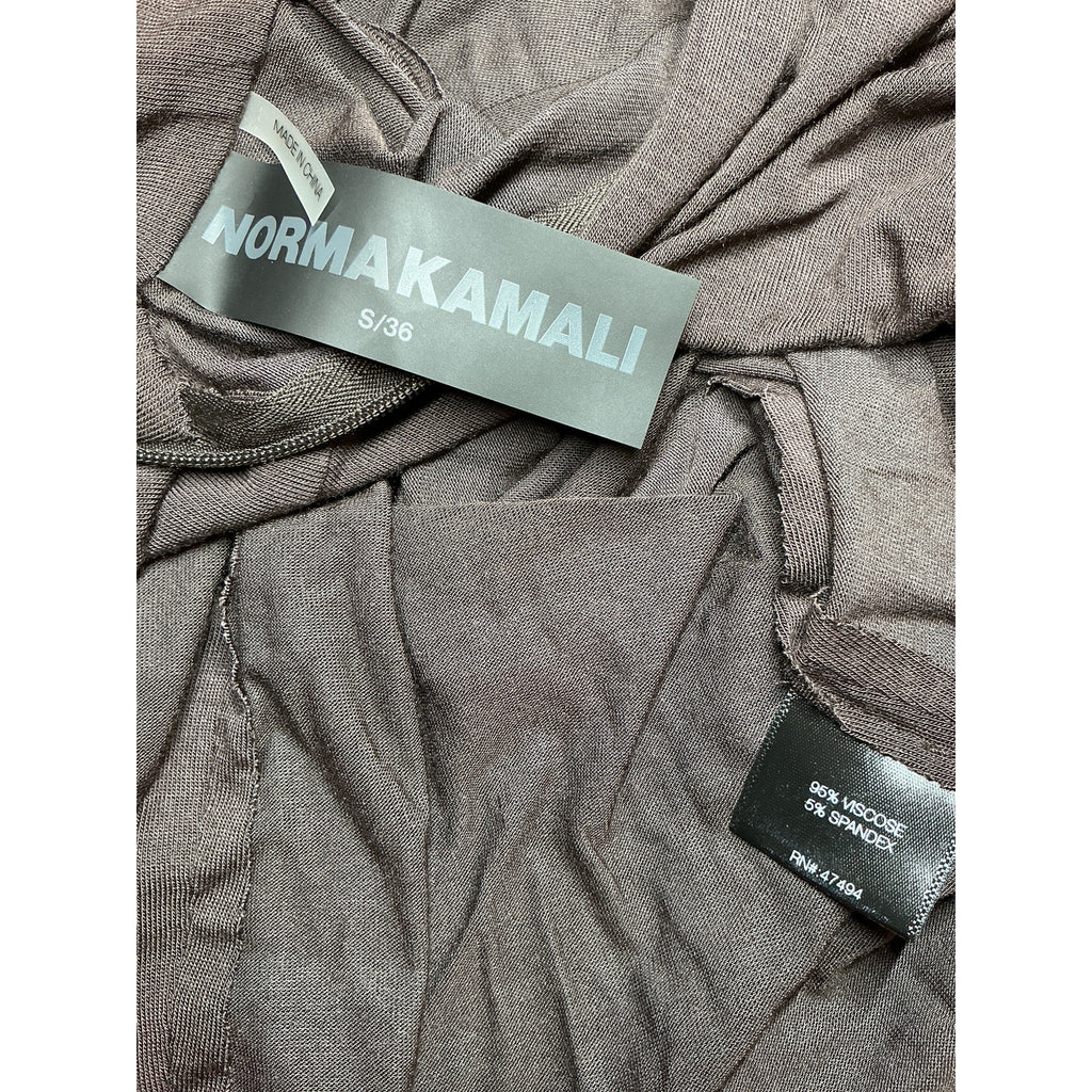 Norma Kamali Slim Fit Brown Viscose Long Sleeve Turtle Top Size S
