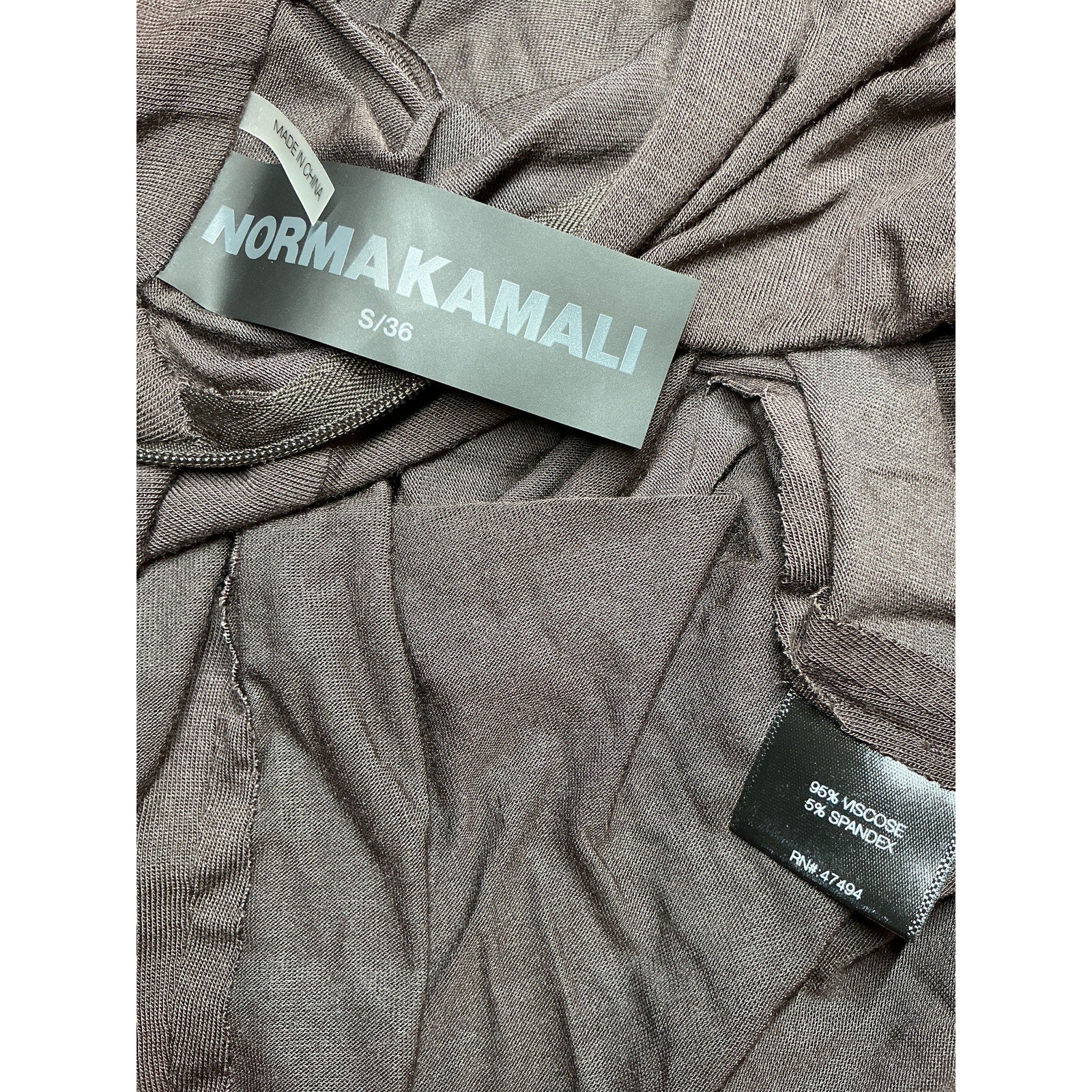 Norma Kamali Slim Fit Brown Viscose Long Sleeve Turtle Top Size S