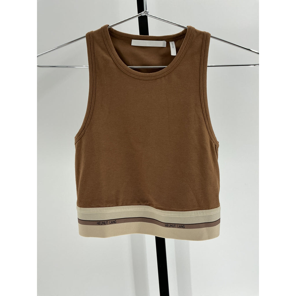 Helmut Lang Brown Cotton Cropped Tank Size S