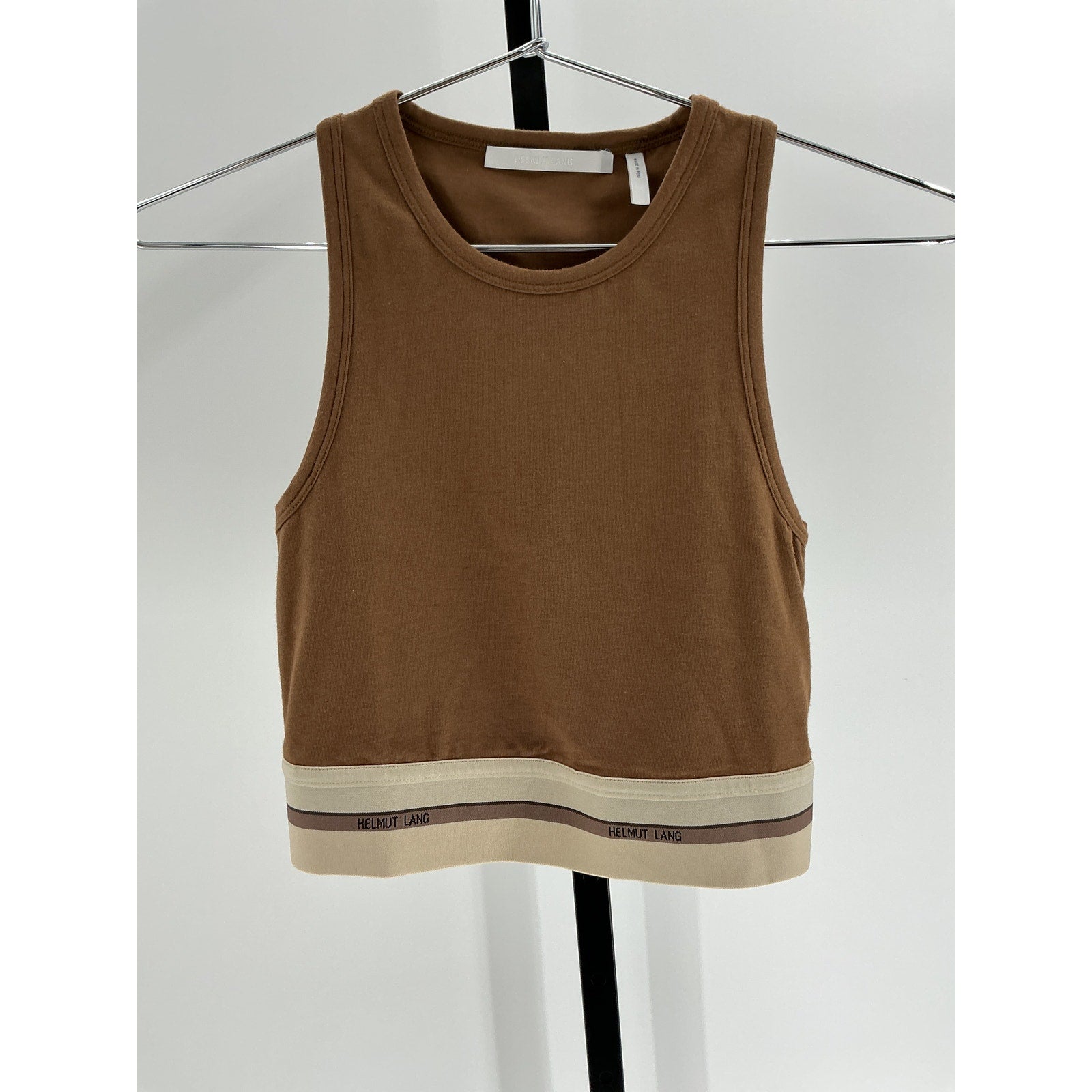 Helmut Lang Brown Cotton Cropped Tank Size S