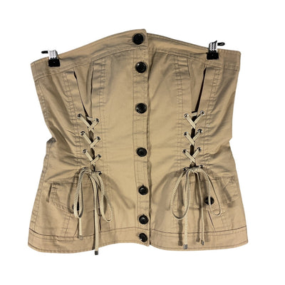 Marissa Webb Canvas Lace Up Tan Oakley Corset Top Size XS NWT