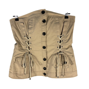 Marissa Webb Canvas Lace Up Tan Oakley Corset Top Size XS NWT
