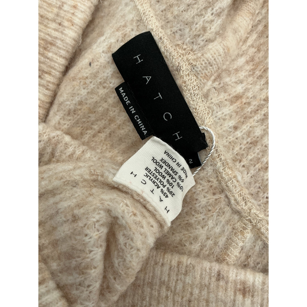 Hatch 'The Cozy' Beige Acrylic Waffle Hoodie Size 2