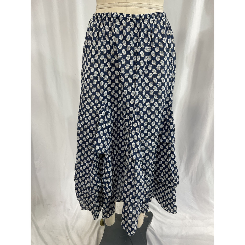 The Great 'The Curtsy' Blue Cotton Floral Midi-Skirt Size 0