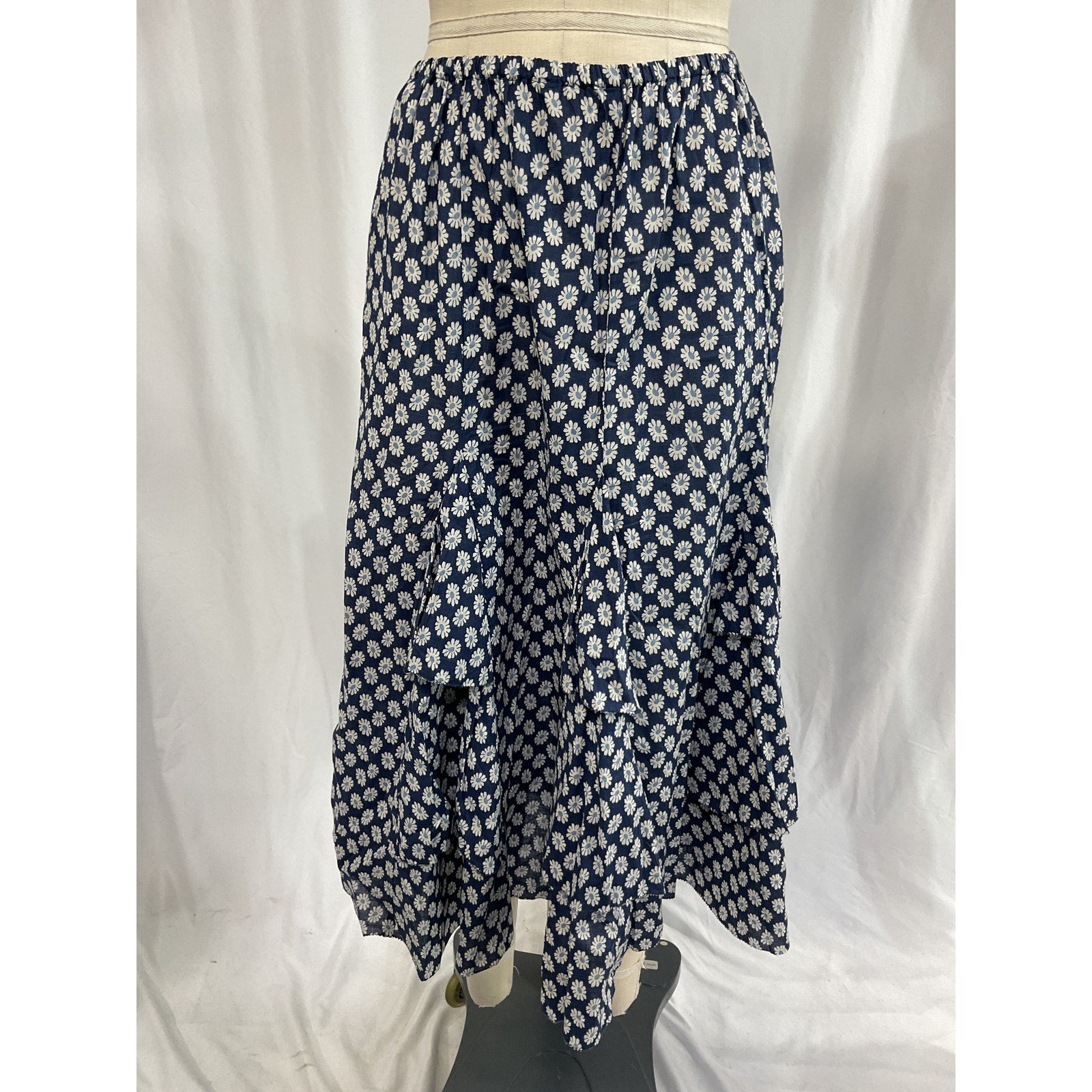 The Great 'The Curtsy' Blue Cotton Floral Midi-Skirt Size 0