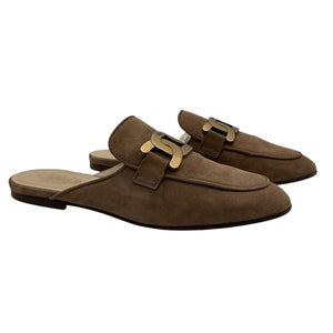 Tod's Suede Tan Chain Link Slippers Size 38.5 EU / 8.5 US