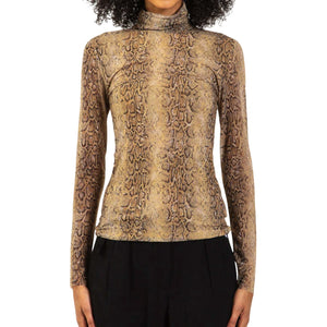 Ganni Sheer Multicolor Snakeskin Turtleneck Top Size 32/US 0