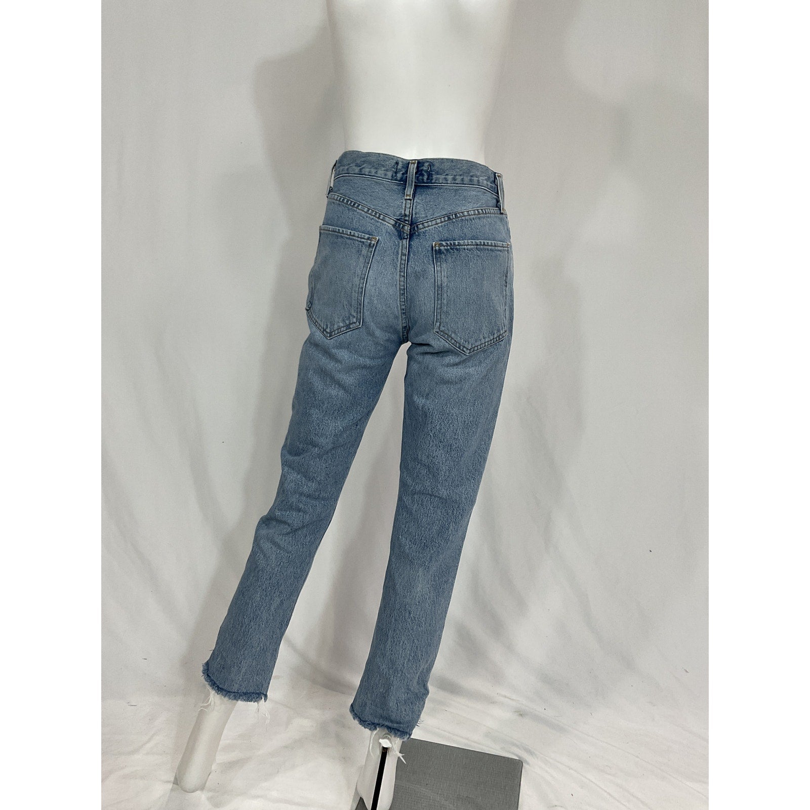 Agolde 'Riley' Blue High Rise Straight Crop Denim Jeans Size 25