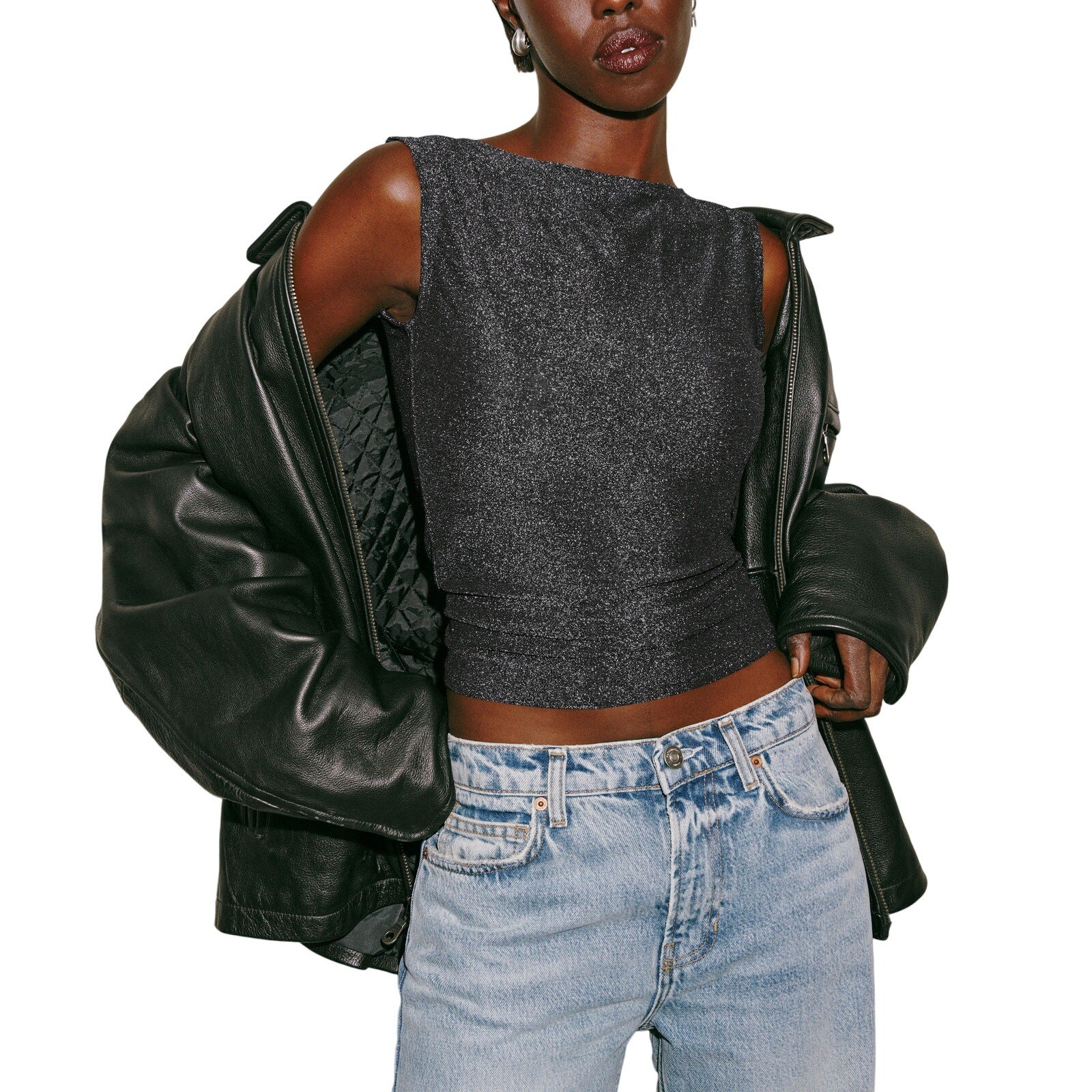 Reformation 'Dusk' Black Cotton Knit Top Size XS