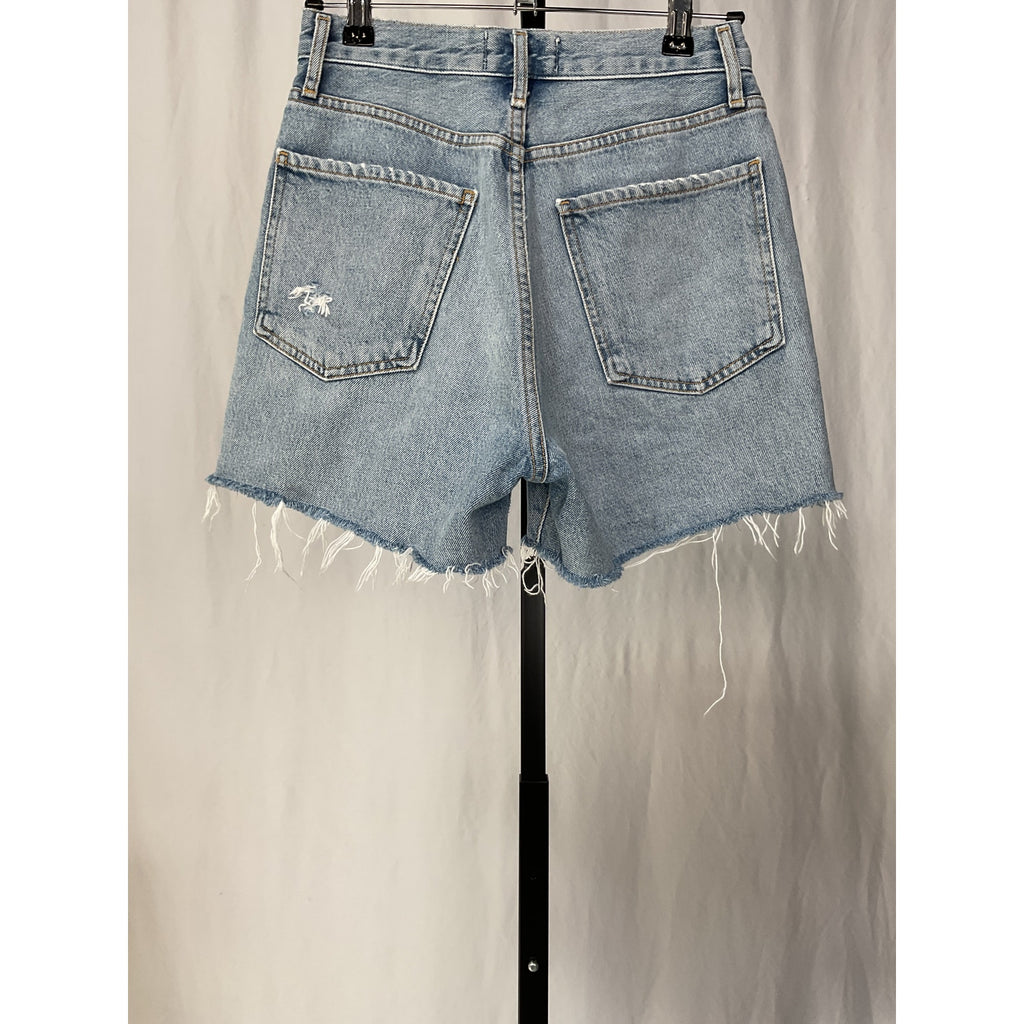 Agolde 'Riley' Blue Cotton Cut-Off Denim Shorts Size 25