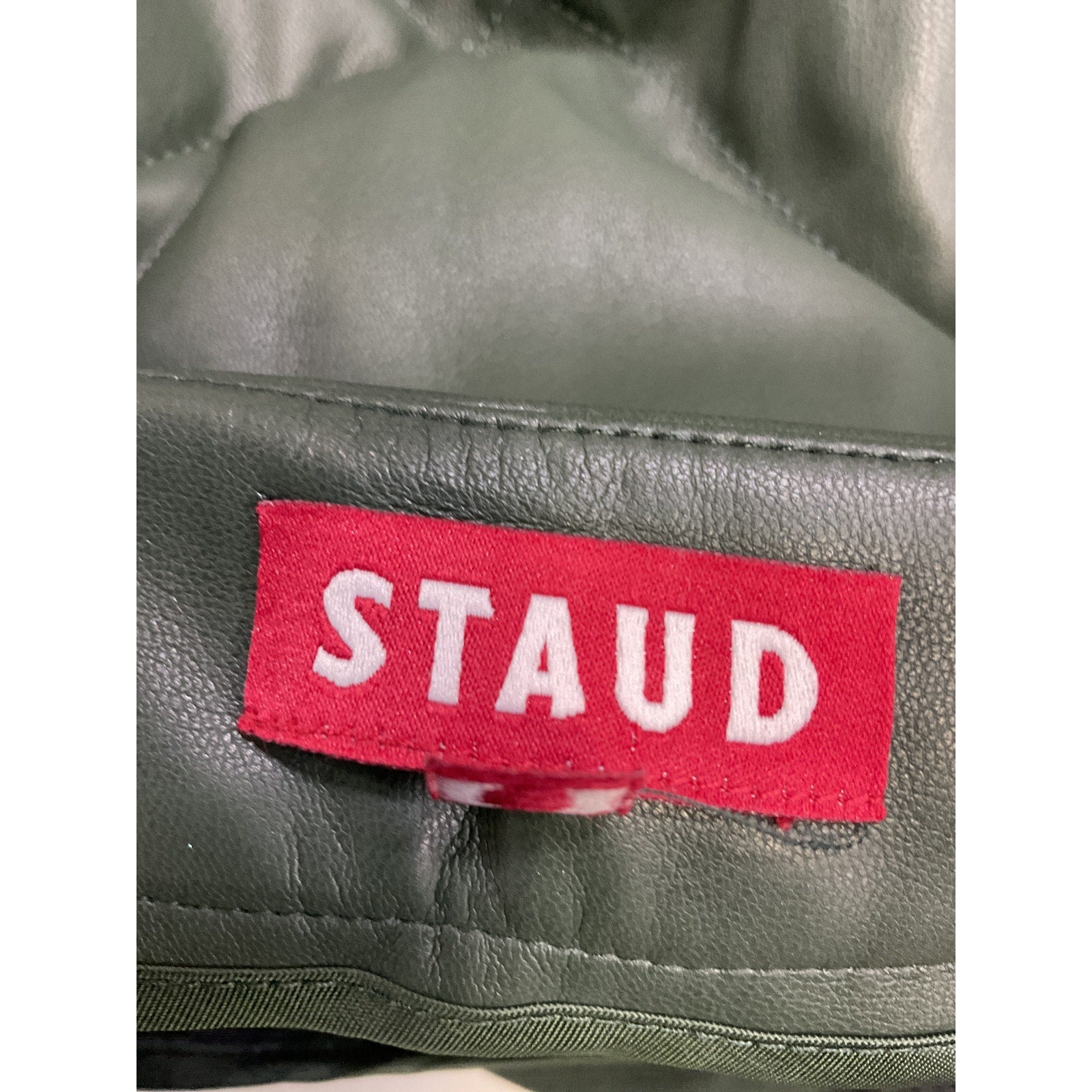 Staud 'Dice' Green Vegan Leather Diamond Quilted Skirt Size 0