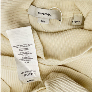 Vince Ribbed Beige Turtleneck Top Size M