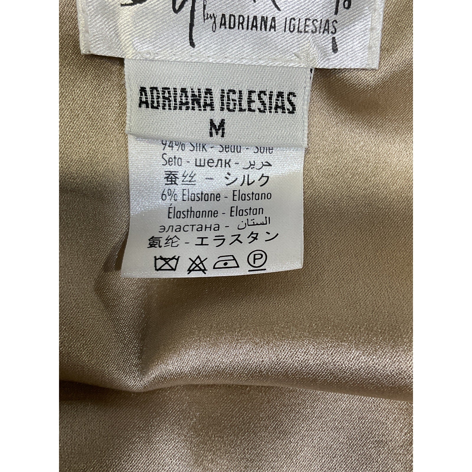 Adriana Iglesias 'Kora' Gold Charmeuse Skirt Size M