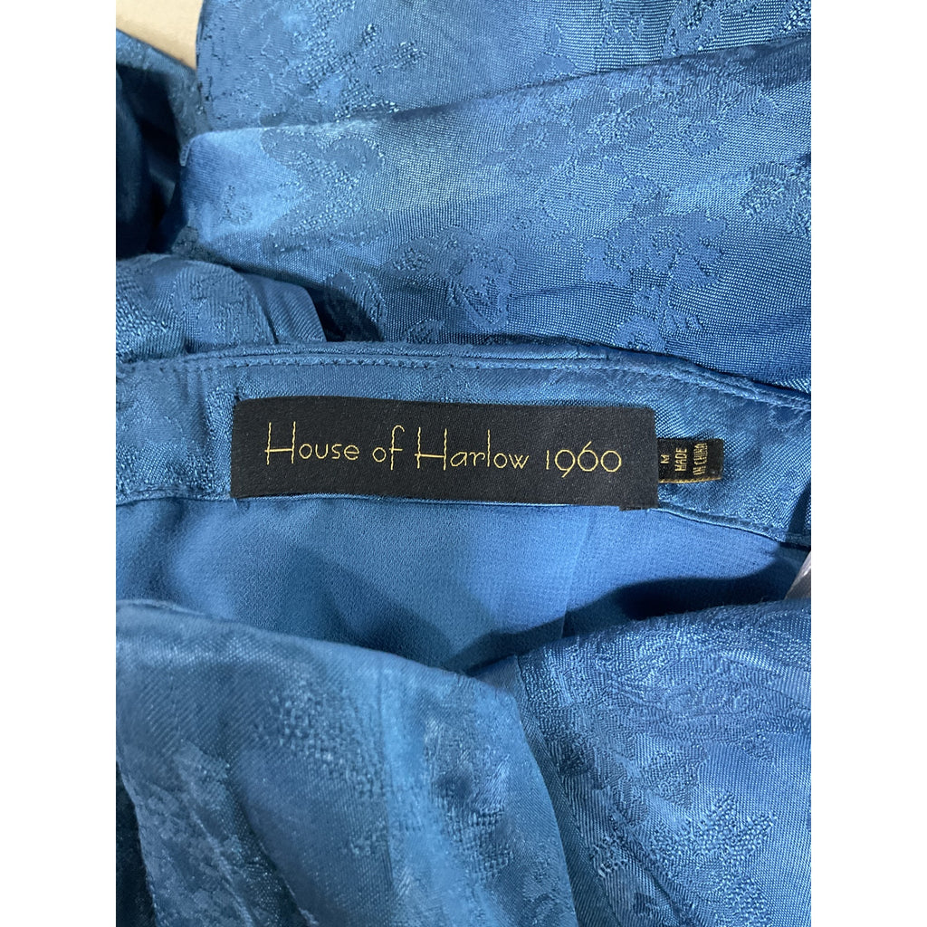 House Of Harlow 1960 x Revolve 'Veronika' Blue Satin Jacquard Maxi Gown Size M