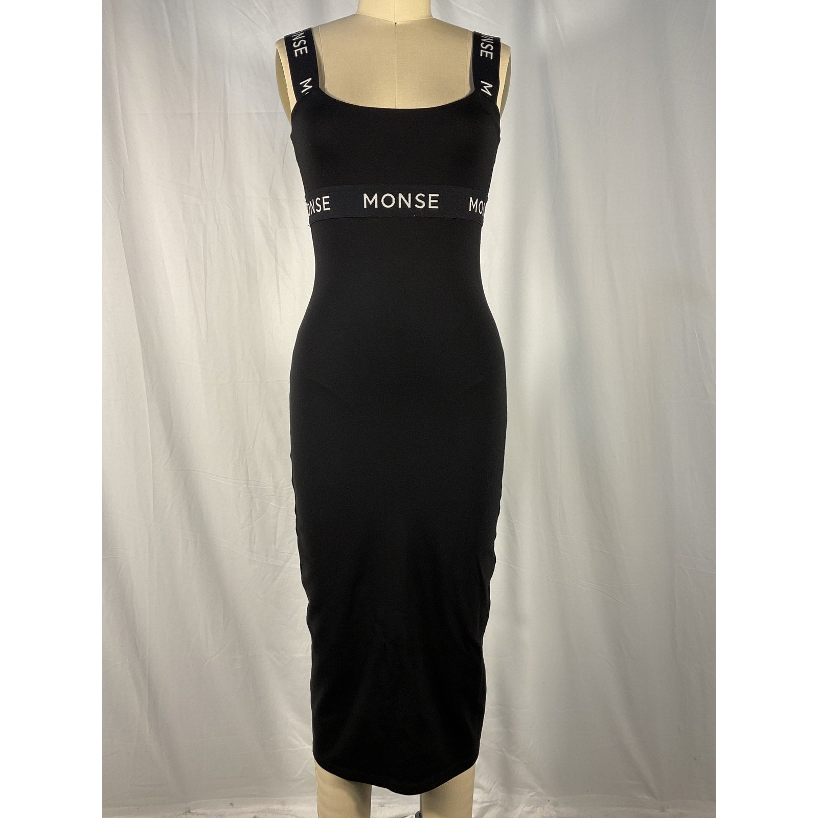 Monse 'Logo' Black Ponte Midi Dress Size XS