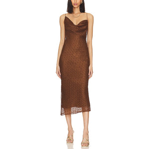 House Of Harlow 1960 'Massima' Brown Asymmetrical Midi Dress Size S - NWT