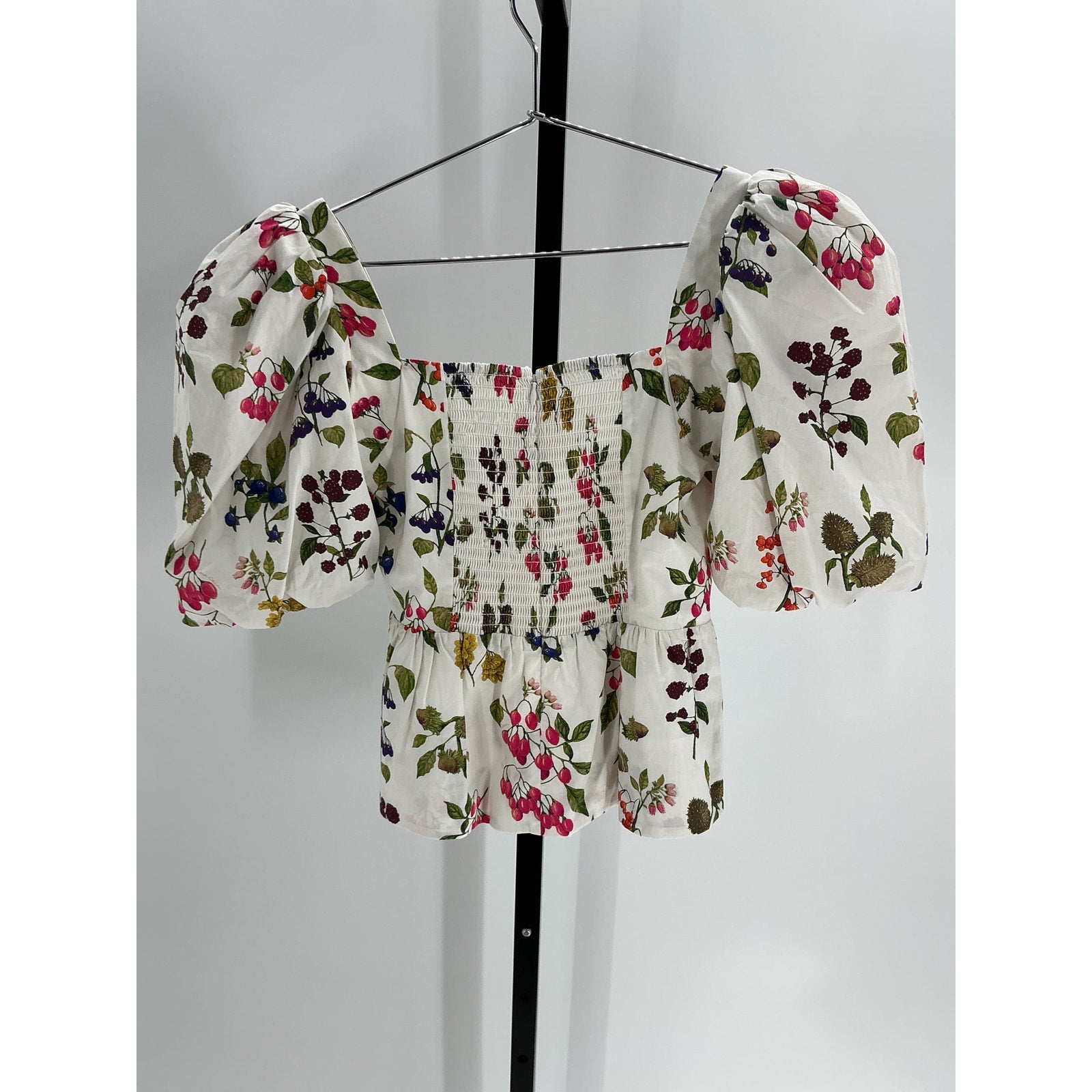 Cara Cara Floral Print White Square Neckline Blouse Size XS