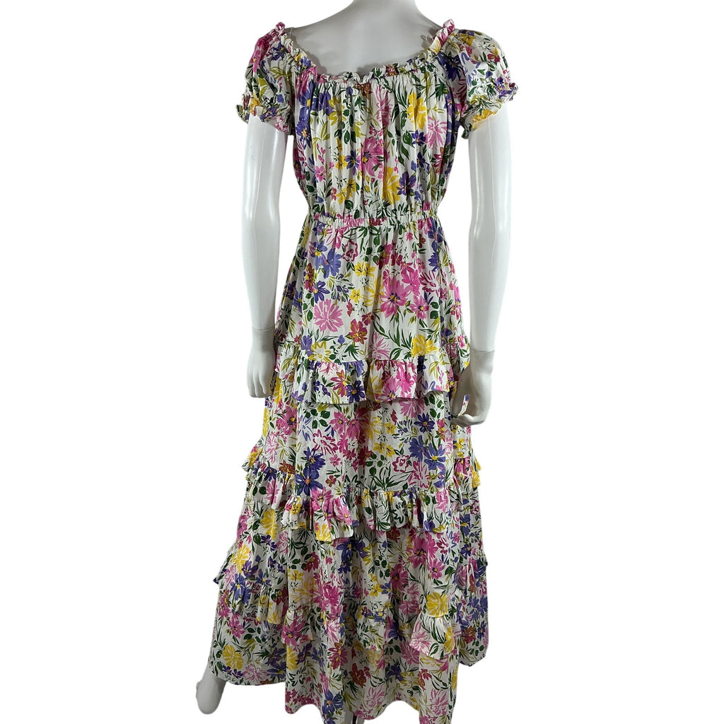 Astr The Label 'Viona' White Floral Off-The-Shoulder Maxi Dress Size L