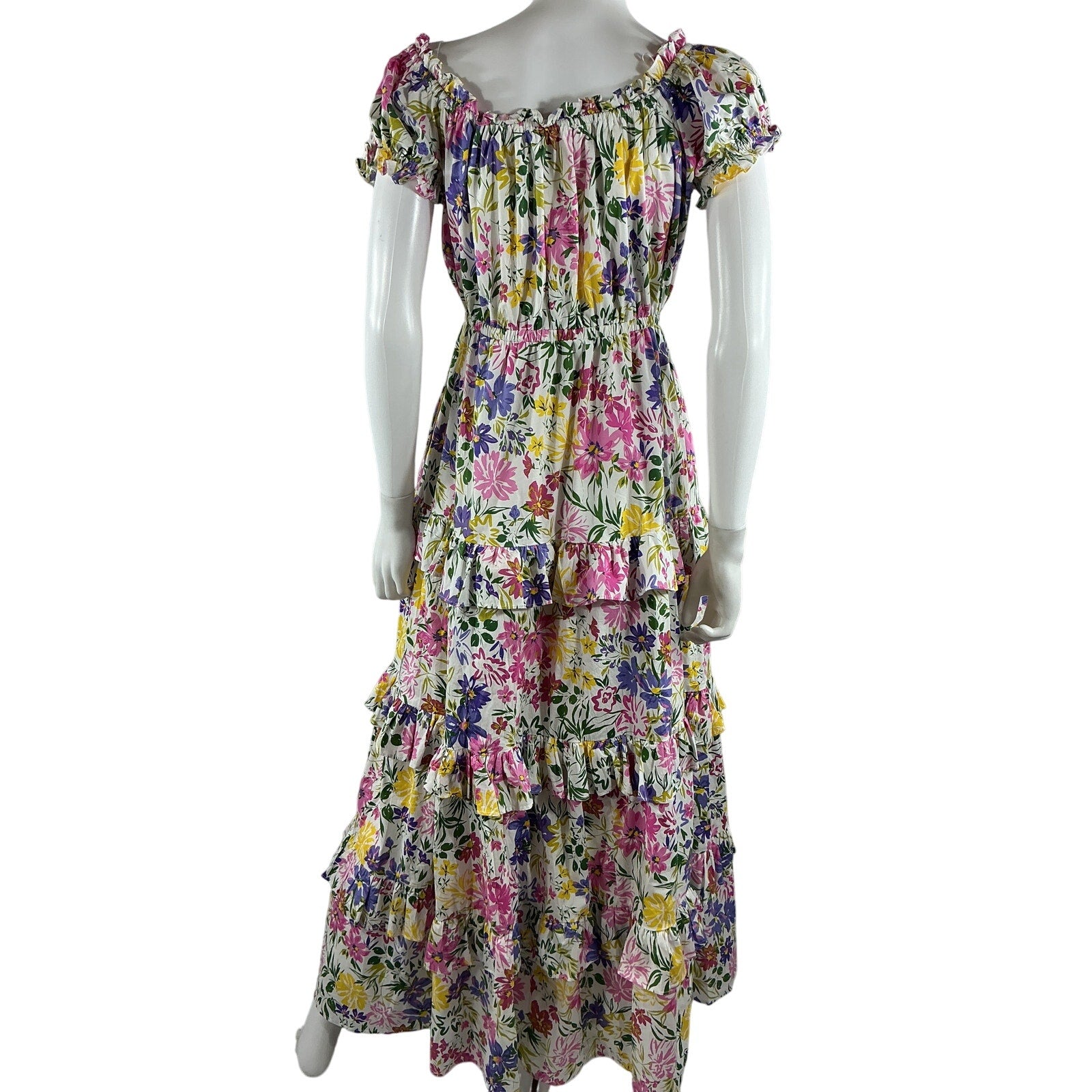 Astr The Label 'Viona' White Floral Off-The-Shoulder Maxi Dress Size L