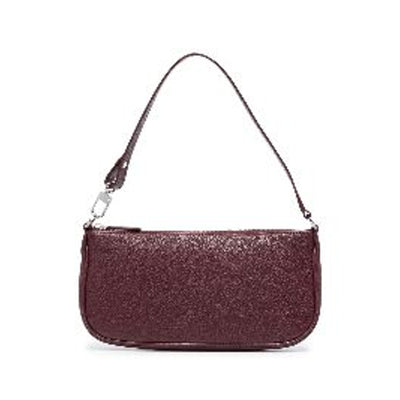 By Far Pebbled Burgundy Rachel Shoulder Bag