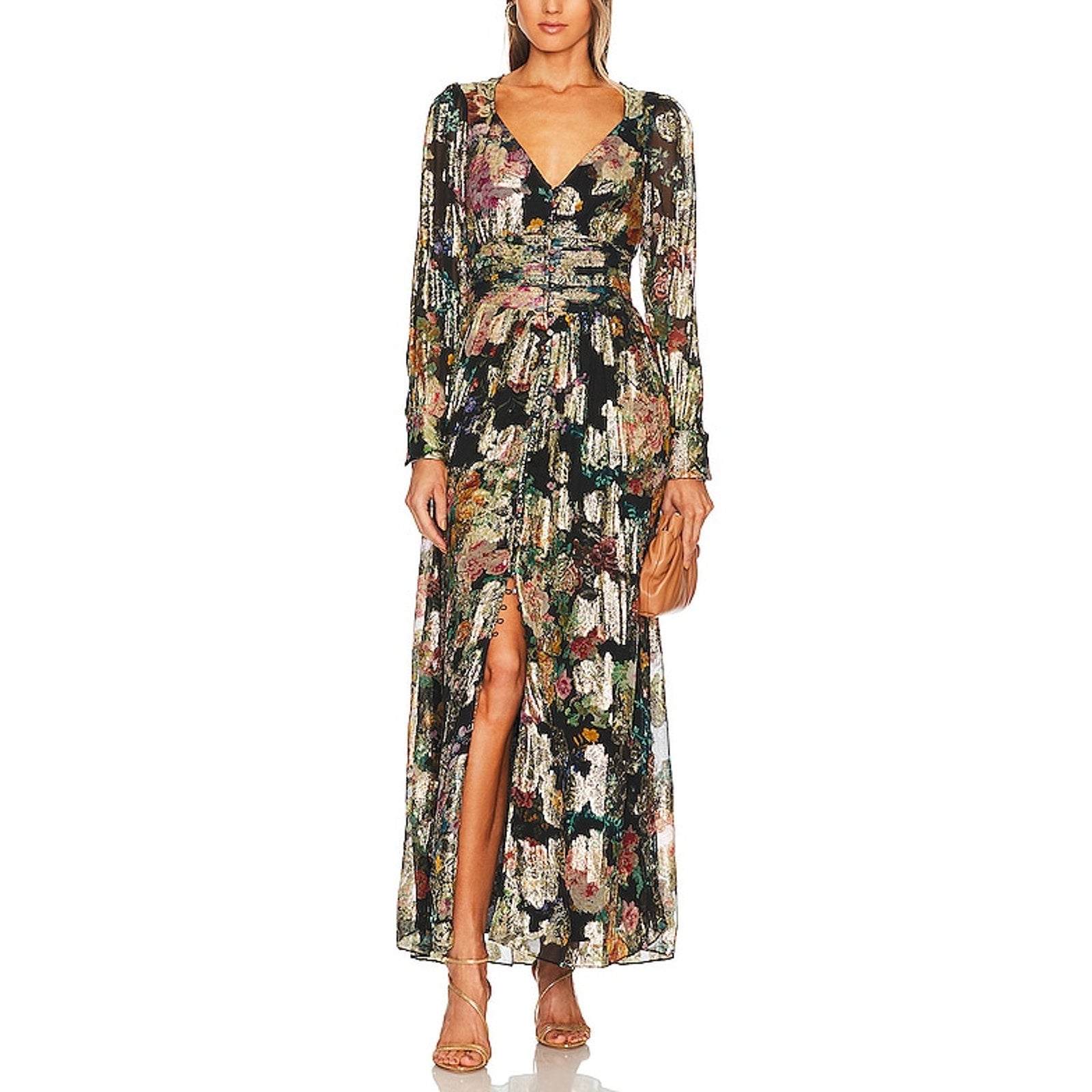 Hemant And Nandita Black Georgette Maxi Dress Size M