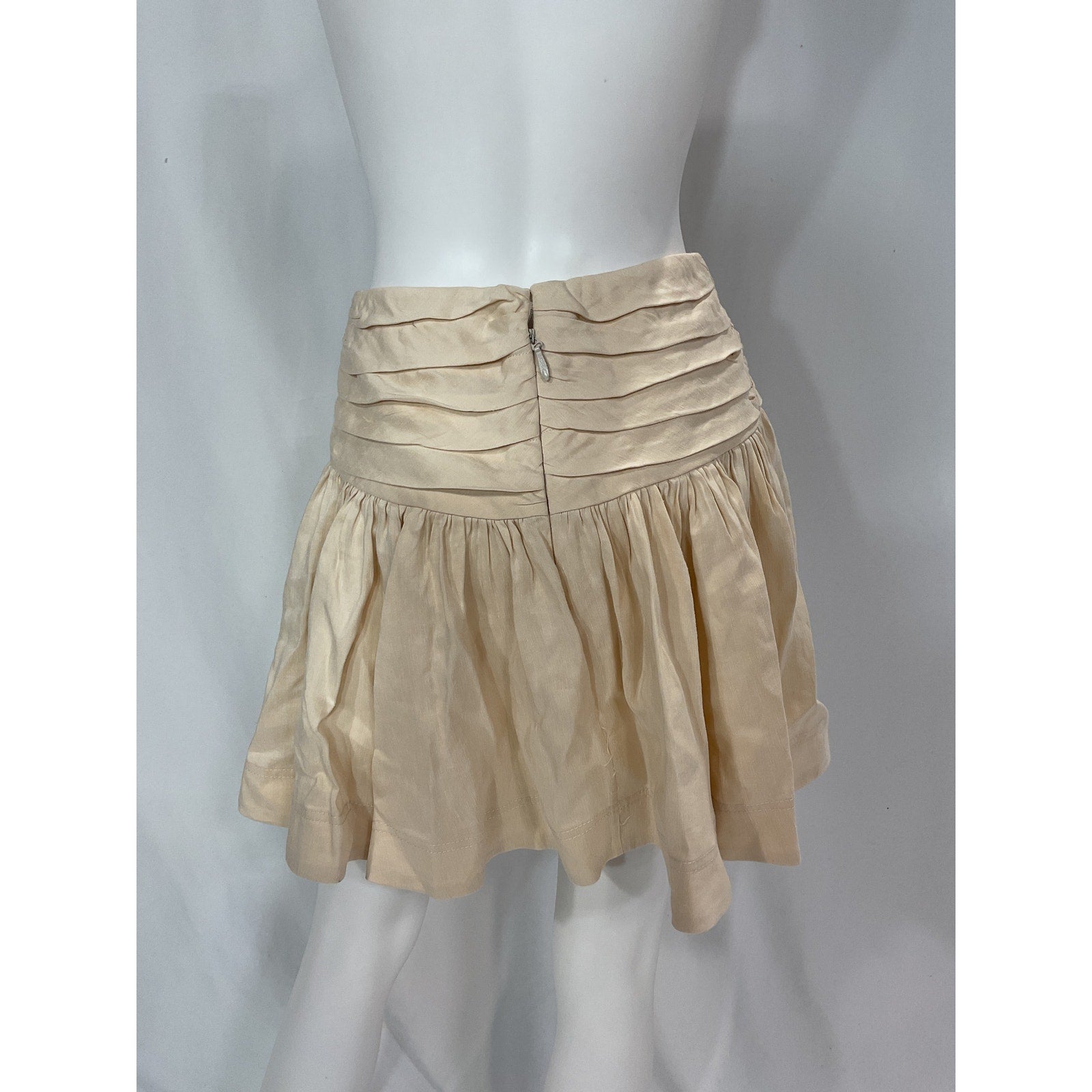 Aje 'Cari' Tan Ruched Waist Gathered Mini Skirt Size 8