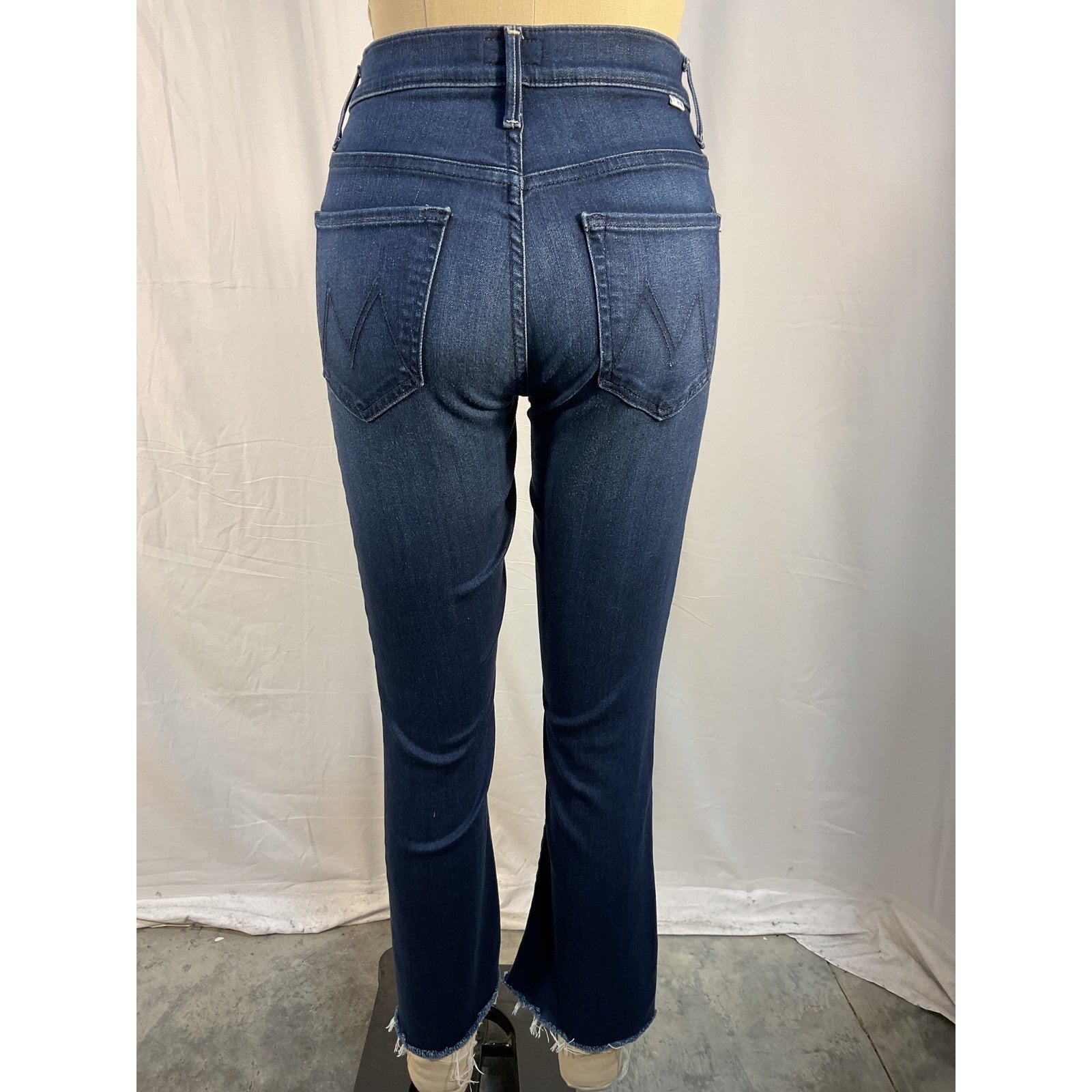 Mother 'The Insider' Blue Cotton Crop Step Fray Denim Jean Size 27