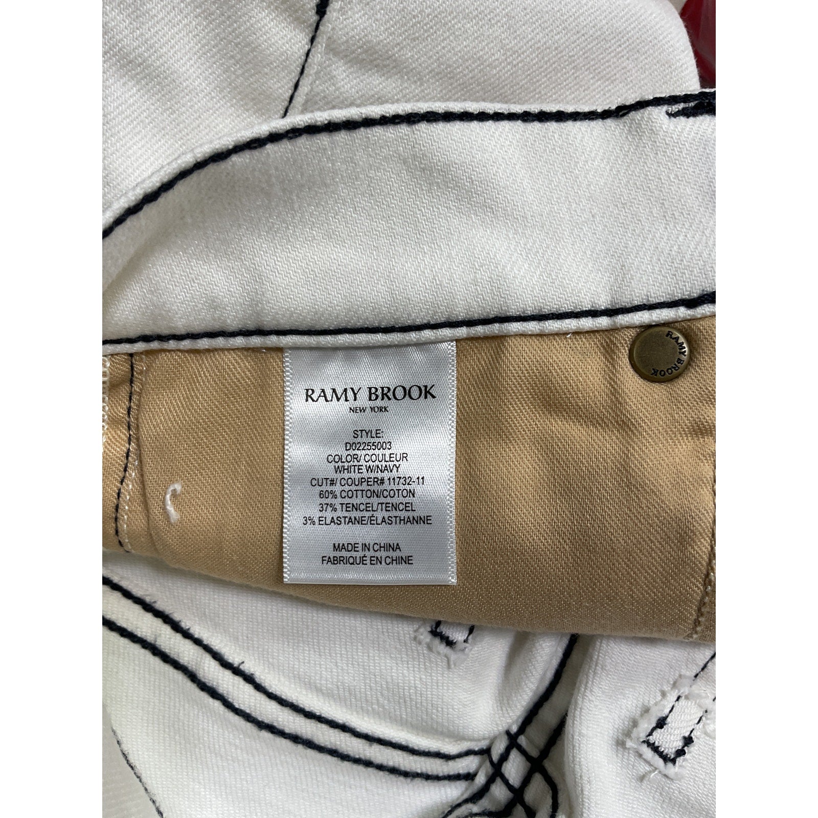 Ramy Brook 'Tyra' White Cotton  Contrast Mid-Rise Flare Jean Size 24