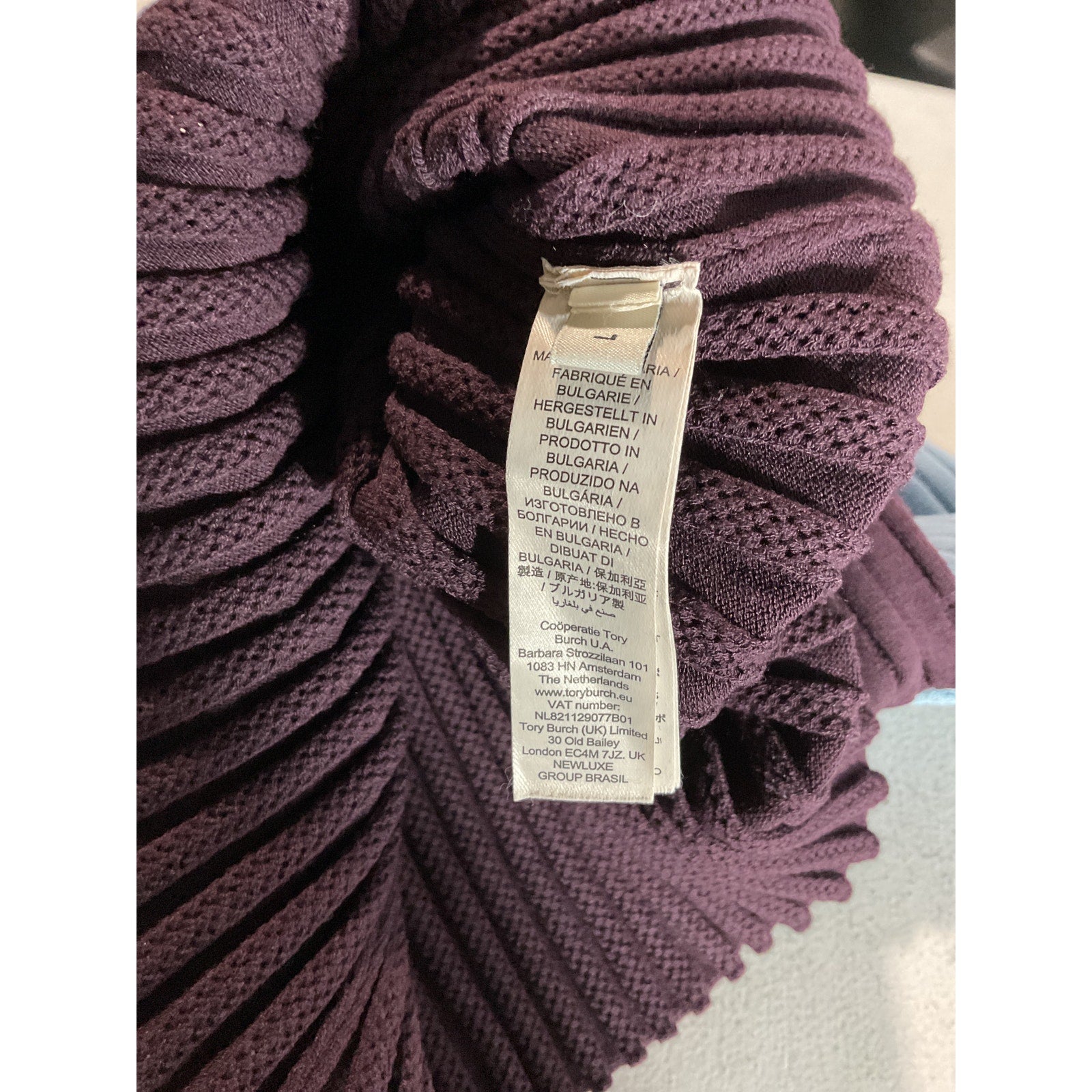 Tory Burch 'Colorblock' Blue Turtleneck Sweater Size L
