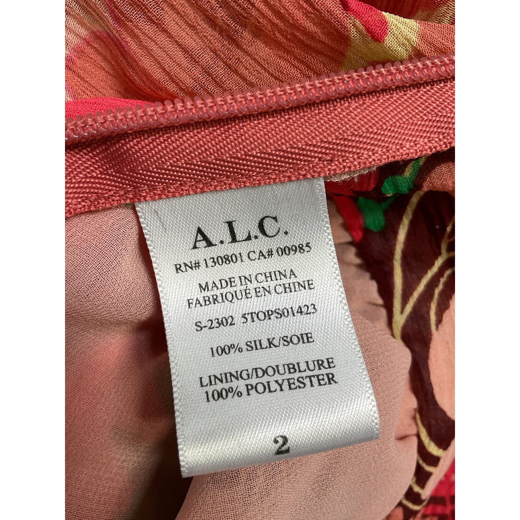 A.L.C. 'Dorian' Orange Crepe Halternekc Top Size 2