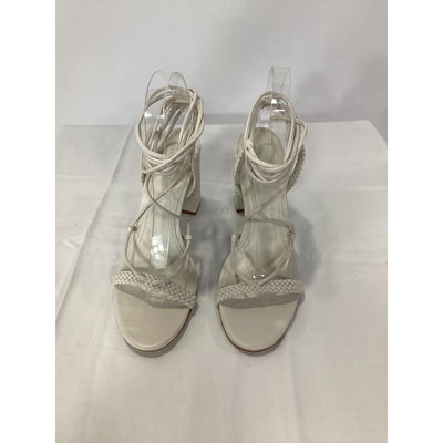 Schutz 'Maxima' White Block Leather Heel Size 7.5