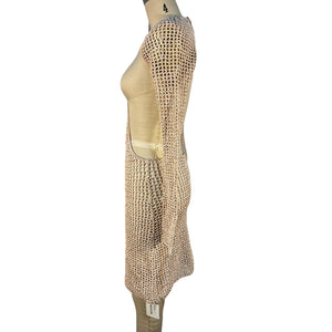 Dion Lee Cutout Tan Stirrup Crochet Mini Dress Size US 4 NWT