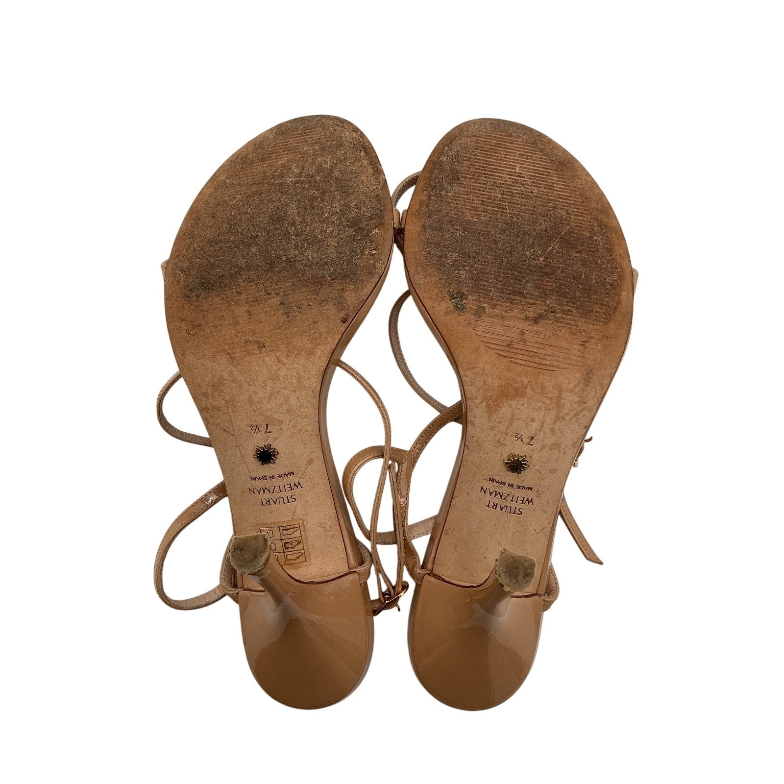 Stuart Weitzman 'Merinda' Tan Leather Heeled Sandals Size 7.5