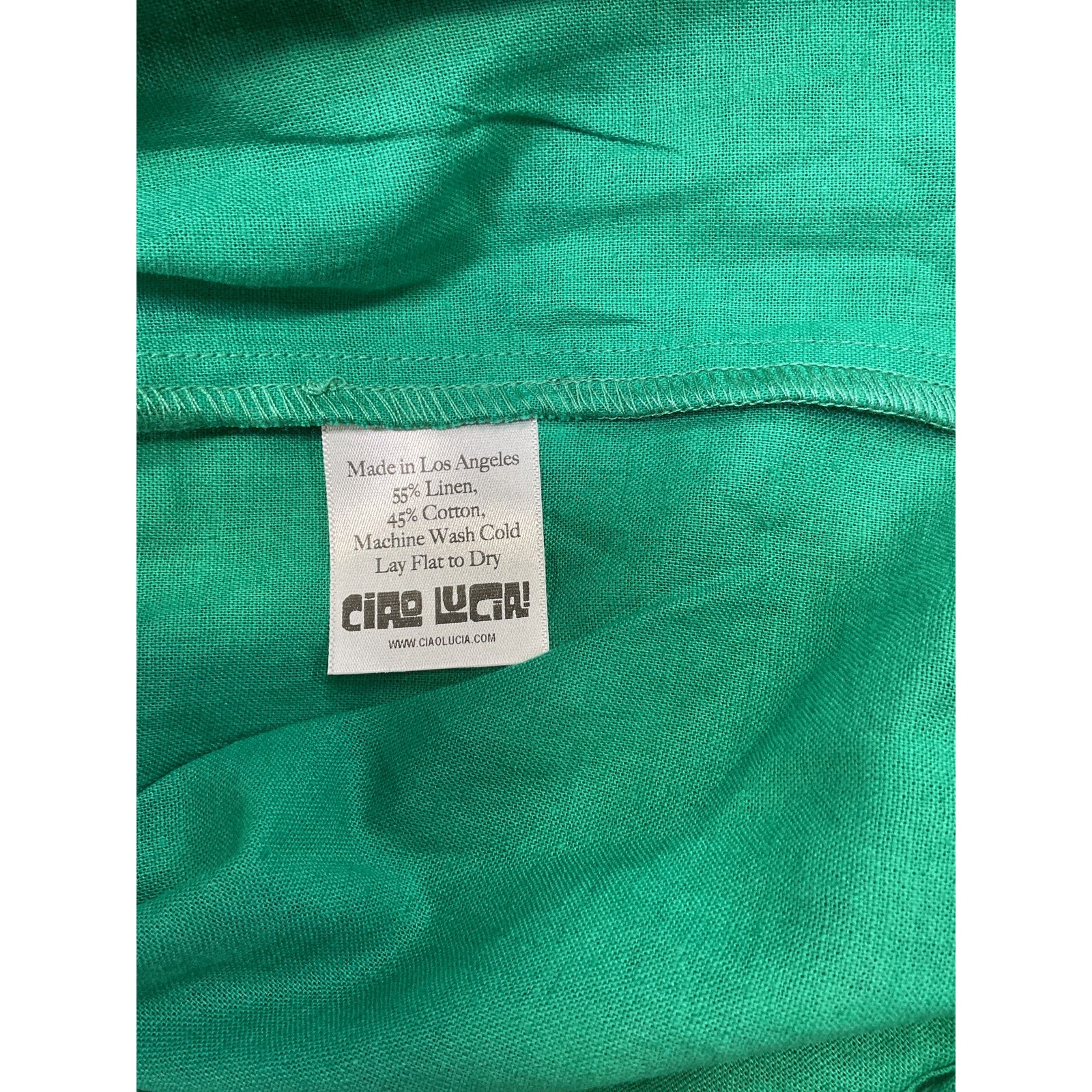 Ciao Lucia 'Corina' Green Linen-Cotton Top Size S