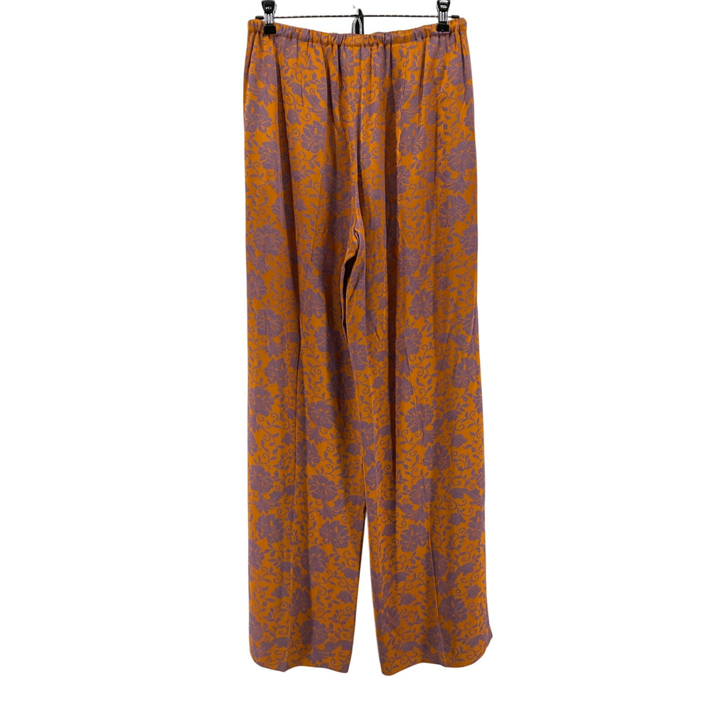 Dries Van Noten Orange Viscose Jacquard Trousers Size 36