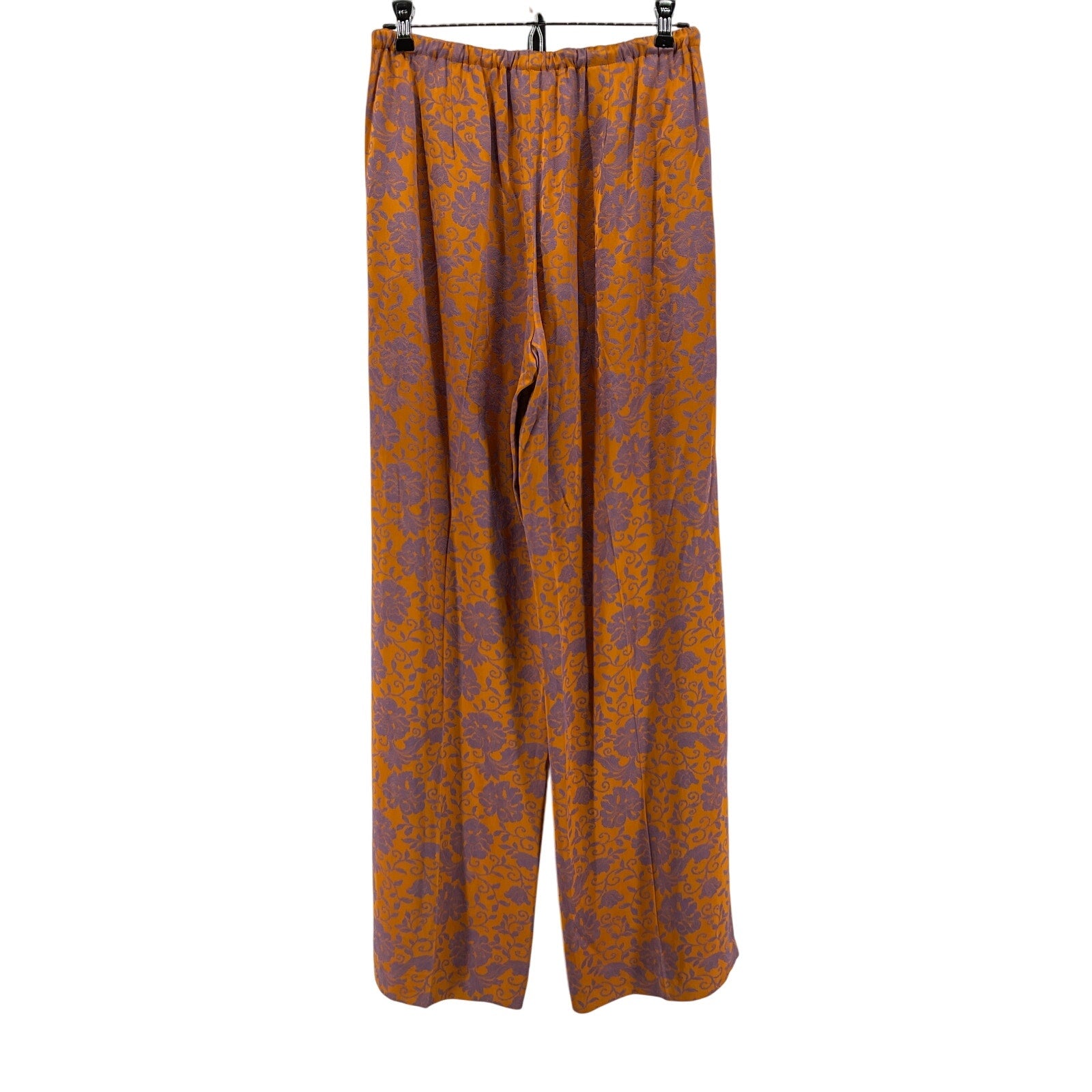 Dries Van Noten Orange Viscose Jacquard Trousers Size 36