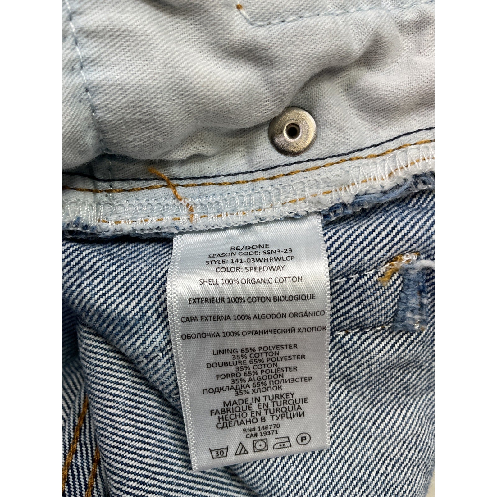 Re/Done High Rise Blue Cotton Wide Leg Crop Jeans Size 26