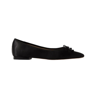 Porte & Paire Bow Embellished Black Satin Ballet Flats Size 38.5 EU / 8.5 US
